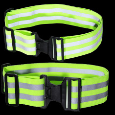 Reflektierender elastischer Gürtel mit Kunststoffschnalle 140 cm – zwei reflektierende Streifen – für Läufer und Fußgänger Reflektierender elastischer Gürtel mit Kunststoffschnalle 140 cm – zwei reflektierende Streifen – für Läufer und Fußgänger